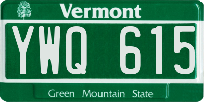 VT license plate YWQ615