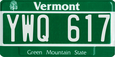 VT license plate YWQ617