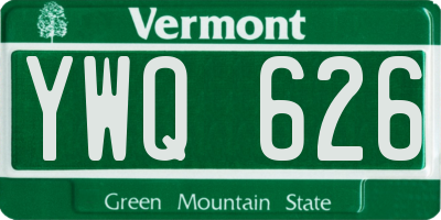 VT license plate YWQ626