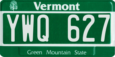 VT license plate YWQ627