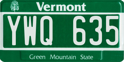 VT license plate YWQ635