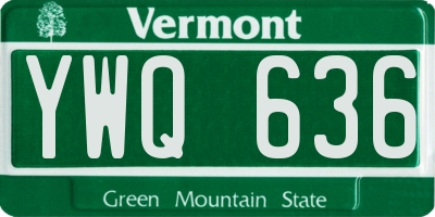 VT license plate YWQ636