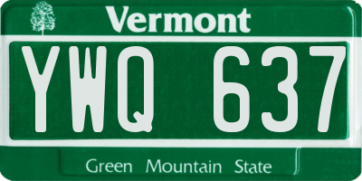 VT license plate YWQ637