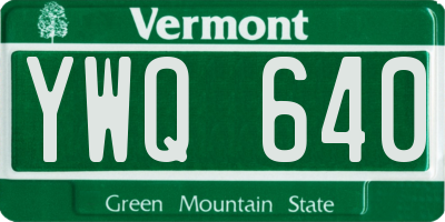 VT license plate YWQ640