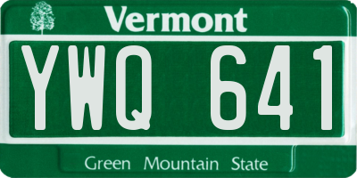 VT license plate YWQ641