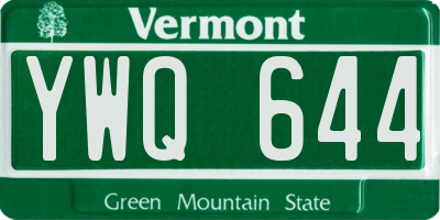 VT license plate YWQ644