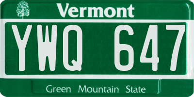 VT license plate YWQ647