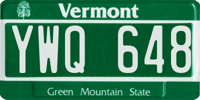 VT license plate YWQ648