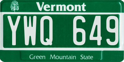 VT license plate YWQ649