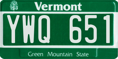 VT license plate YWQ651