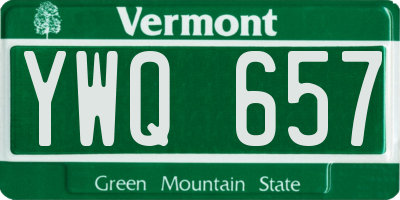 VT license plate YWQ657
