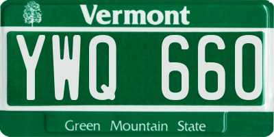 VT license plate YWQ660