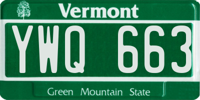 VT license plate YWQ663
