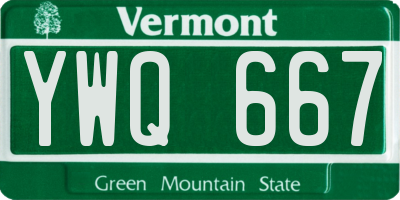 VT license plate YWQ667