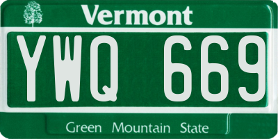 VT license plate YWQ669