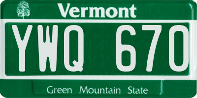 VT license plate YWQ670
