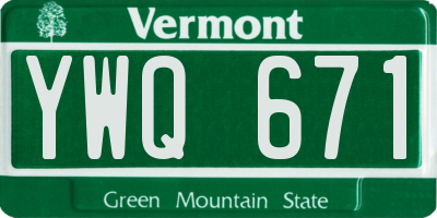 VT license plate YWQ671