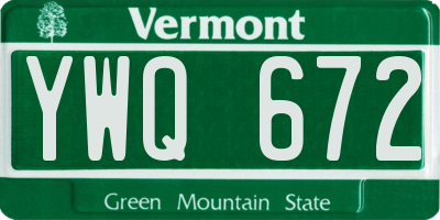 VT license plate YWQ672