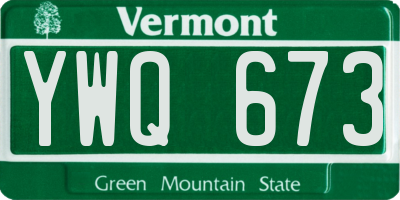 VT license plate YWQ673