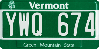 VT license plate YWQ674