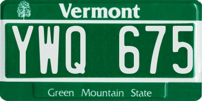 VT license plate YWQ675