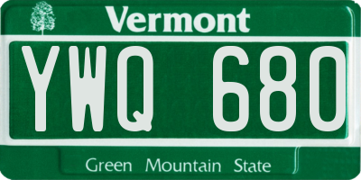 VT license plate YWQ680