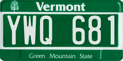 VT license plate YWQ681