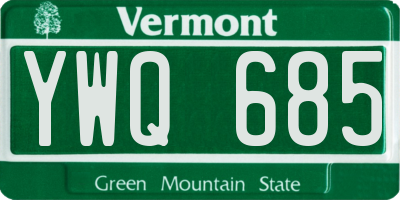 VT license plate YWQ685
