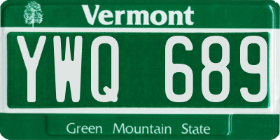 VT license plate YWQ689