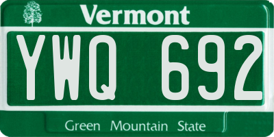 VT license plate YWQ692