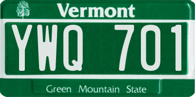 VT license plate YWQ701