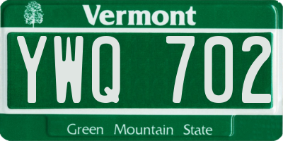 VT license plate YWQ702