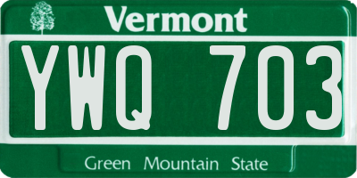 VT license plate YWQ703