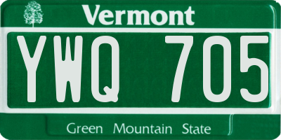 VT license plate YWQ705