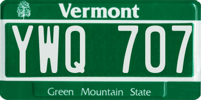 VT license plate YWQ707