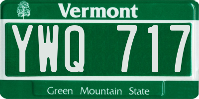 VT license plate YWQ717