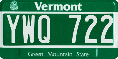 VT license plate YWQ722