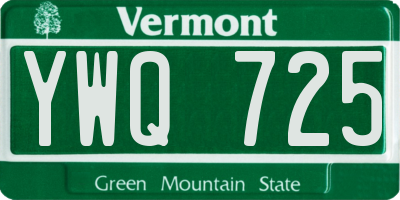 VT license plate YWQ725
