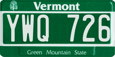 VT license plate YWQ726