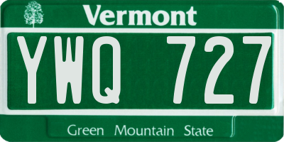 VT license plate YWQ727