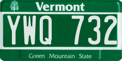 VT license plate YWQ732