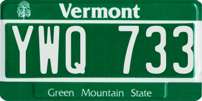 VT license plate YWQ733