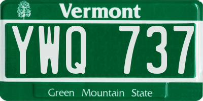 VT license plate YWQ737