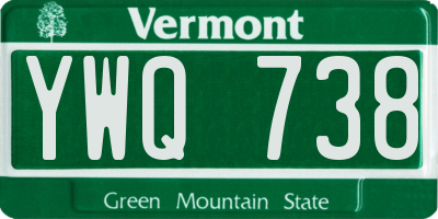 VT license plate YWQ738