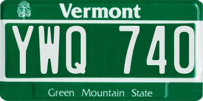 VT license plate YWQ740