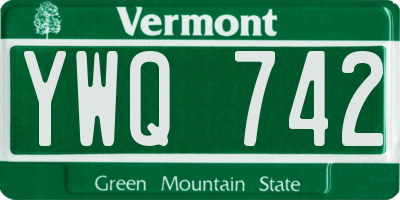 VT license plate YWQ742