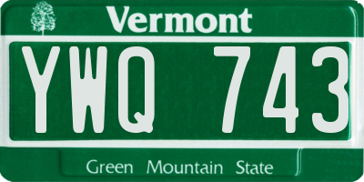 VT license plate YWQ743