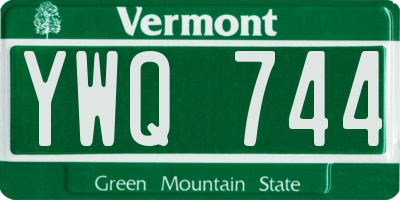 VT license plate YWQ744