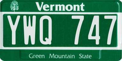 VT license plate YWQ747