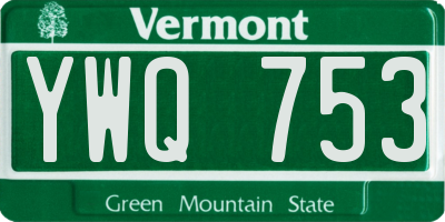 VT license plate YWQ753